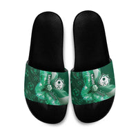 Saudi Arabia Football Slide Sandals Eagle With Desert Glitch Cyberpunk Art