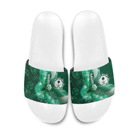 Saudi Arabia Football Slide Sandals Eagle With Desert Glitch Cyberpunk Art