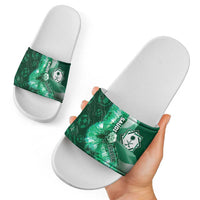 Saudi Arabia Football Slide Sandals Eagle With Desert Glitch Cyberpunk Art