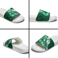 Saudi Arabia Football Slide Sandals Eagle With Desert Glitch Cyberpunk Art
