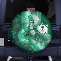 Saudi Arabia Football Spare Tire Cover Eagle With Desert Glitch Cyberpunk Art
