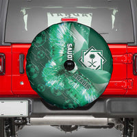 Saudi Arabia Football Spare Tire Cover Eagle With Desert Glitch Cyberpunk Art