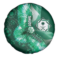 Saudi Arabia Football Spare Tire Cover Eagle With Desert Glitch Cyberpunk Art