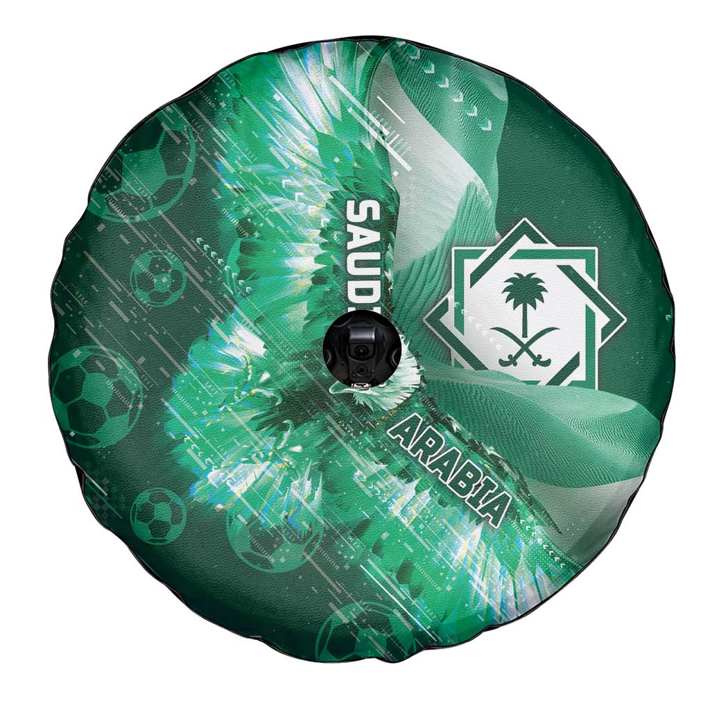 Saudi Arabia Football Spare Tire Cover Eagle With Desert Glitch Cyberpunk Art