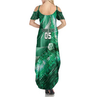Custom Saudi Arabia Football Summer Maxi Dress Eagle With Desert Glitch Cyberpunk Art