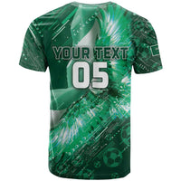 Custom Saudi Arabia Football T Shirt Eagle With Desert Glitch Cyberpunk Art