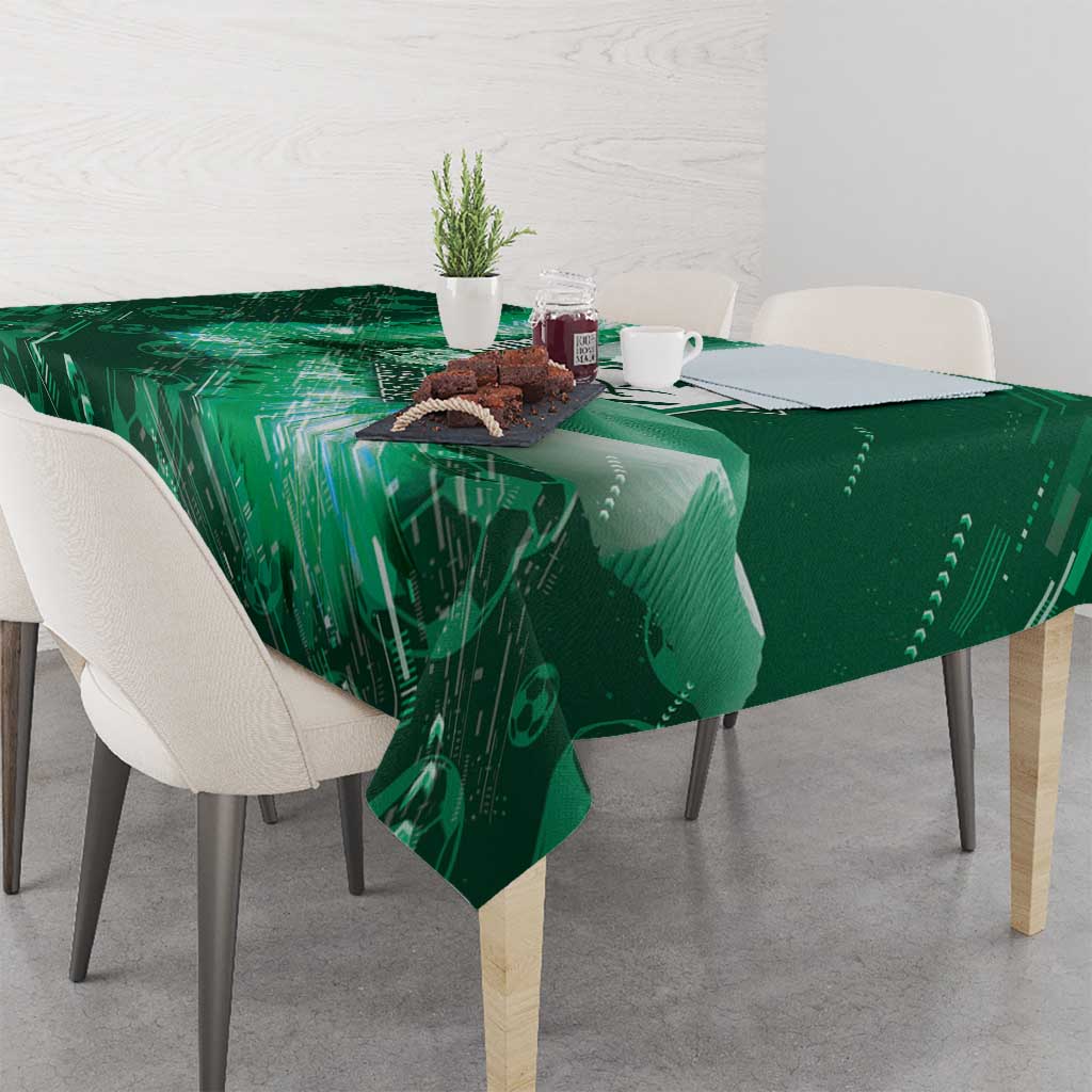 Saudi Arabia Football Tablecloth Eagle With Desert Glitch Cyberpunk Art