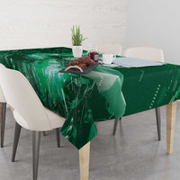 Saudi Arabia Football Tablecloth Eagle With Desert Glitch Cyberpunk Art