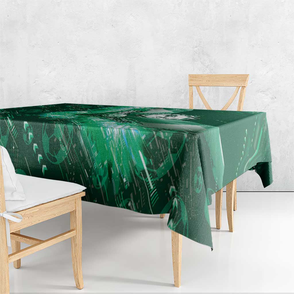 Saudi Arabia Football Tablecloth Eagle With Desert Glitch Cyberpunk Art