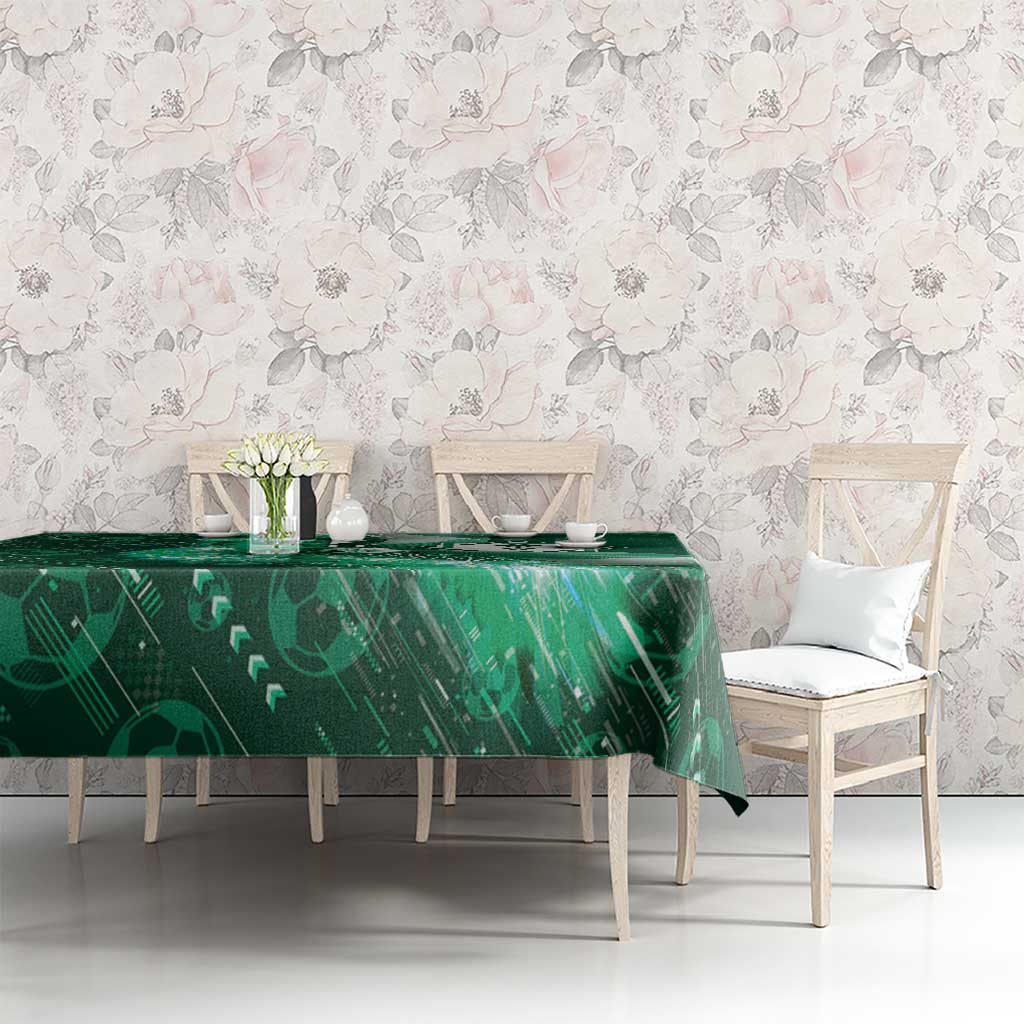 Saudi Arabia Football Tablecloth Eagle With Desert Glitch Cyberpunk Art