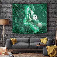 Saudi Arabia Football Tapestry Eagle With Desert Glitch Cyberpunk Art