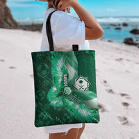 Saudi Arabia Football Tote Bag Eagle With Desert Glitch Cyberpunk Art