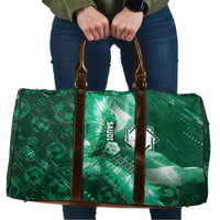 Saudi Arabia Football Travel Bag Eagle With Desert Glitch Cyberpunk Art