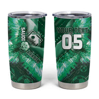 Custom Saudi Arabia Football Tumbler Cup Eagle With Desert Glitch Cyberpunk Art
