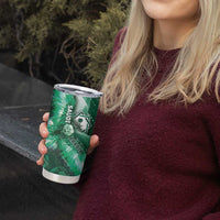 Custom Saudi Arabia Football Tumbler Cup Eagle With Desert Glitch Cyberpunk Art