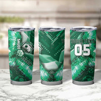 Custom Saudi Arabia Football Tumbler Cup Eagle With Desert Glitch Cyberpunk Art