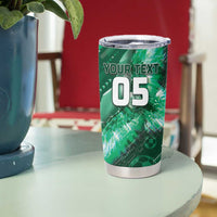 Custom Saudi Arabia Football Tumbler Cup Eagle With Desert Glitch Cyberpunk Art