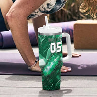 Custom Saudi Arabia Football Tumbler With Handle Eagle With Desert Glitch Cyberpunk Art