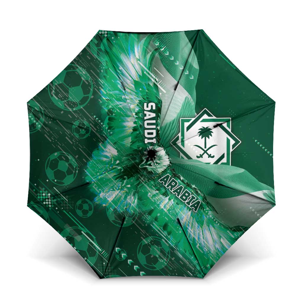 Saudi Arabia Football Umbrella Eagle With Desert Glitch Cyberpunk Art