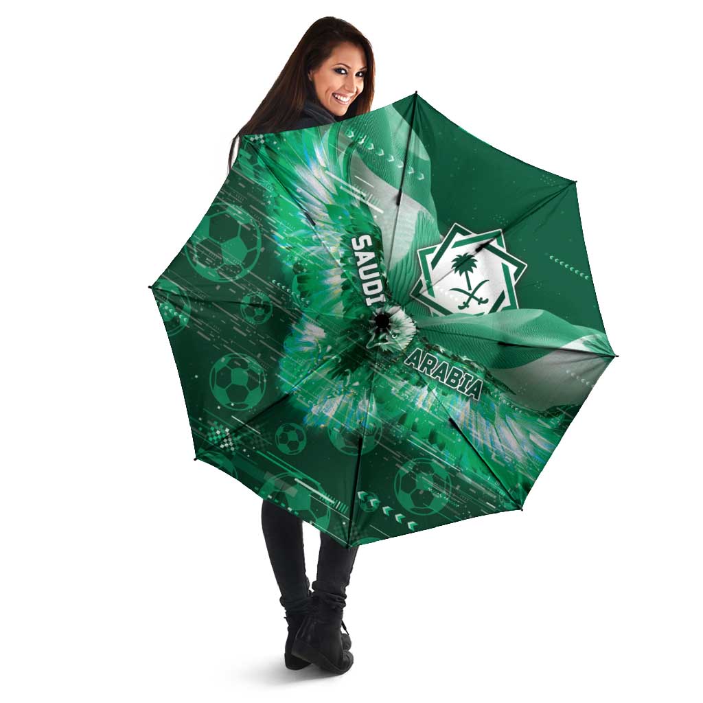 Saudi Arabia Football Umbrella Eagle With Desert Glitch Cyberpunk Art