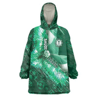 Custom Saudi Arabia Football Wearable Blanket Hoodie Eagle With Desert Glitch Cyberpunk Art