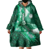 Custom Saudi Arabia Football Wearable Blanket Hoodie Eagle With Desert Glitch Cyberpunk Art