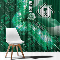 Saudi Arabia Football Window Curtain Eagle With Desert Glitch Cyberpunk Art