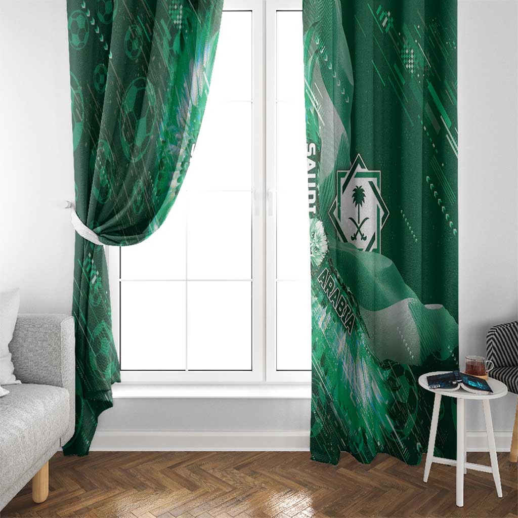 Saudi Arabia Football Window Curtain Eagle With Desert Glitch Cyberpunk Art