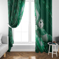 Saudi Arabia Football Window Curtain Eagle With Desert Glitch Cyberpunk Art