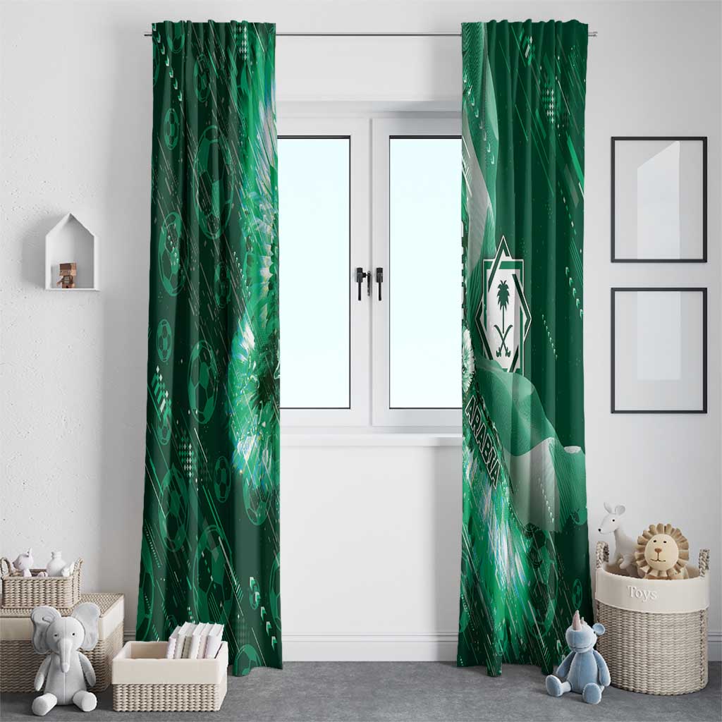 Saudi Arabia Football Window Curtain Eagle With Desert Glitch Cyberpunk Art