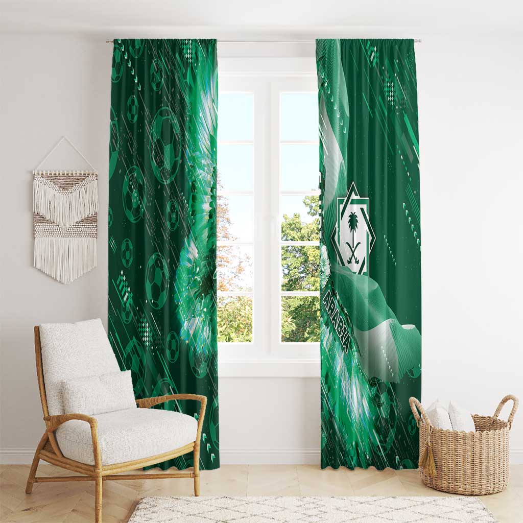 Saudi Arabia Football Window Curtain Eagle With Desert Glitch Cyberpunk Art