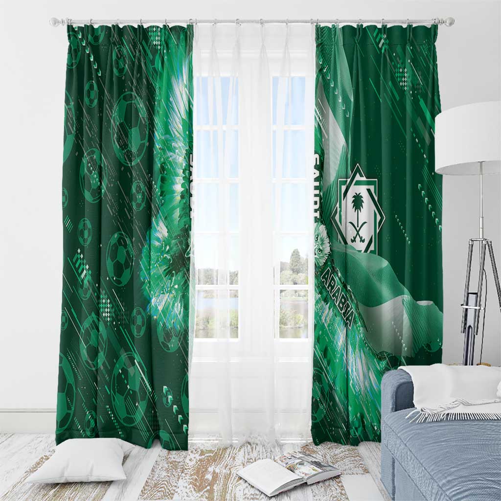 Saudi Arabia Football Window Curtain Eagle With Desert Glitch Cyberpunk Art