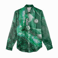 Custom Saudi Arabia Football Women Casual Shirt Eagle With Desert Glitch Cyberpunk Art