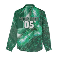 Custom Saudi Arabia Football Women Casual Shirt Eagle With Desert Glitch Cyberpunk Art