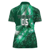 Custom Saudi Arabia Football Women Polo Shirt Eagle With Desert Glitch Cyberpunk Art