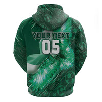 Custom Saudi Arabia Football Zip Hoodie Eagle With Desert Glitch Cyberpunk Art
