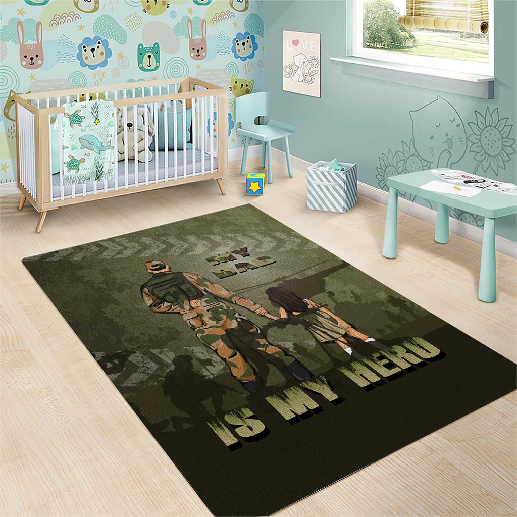 Military Fathers Day Area Rug My Dad Is My Hero