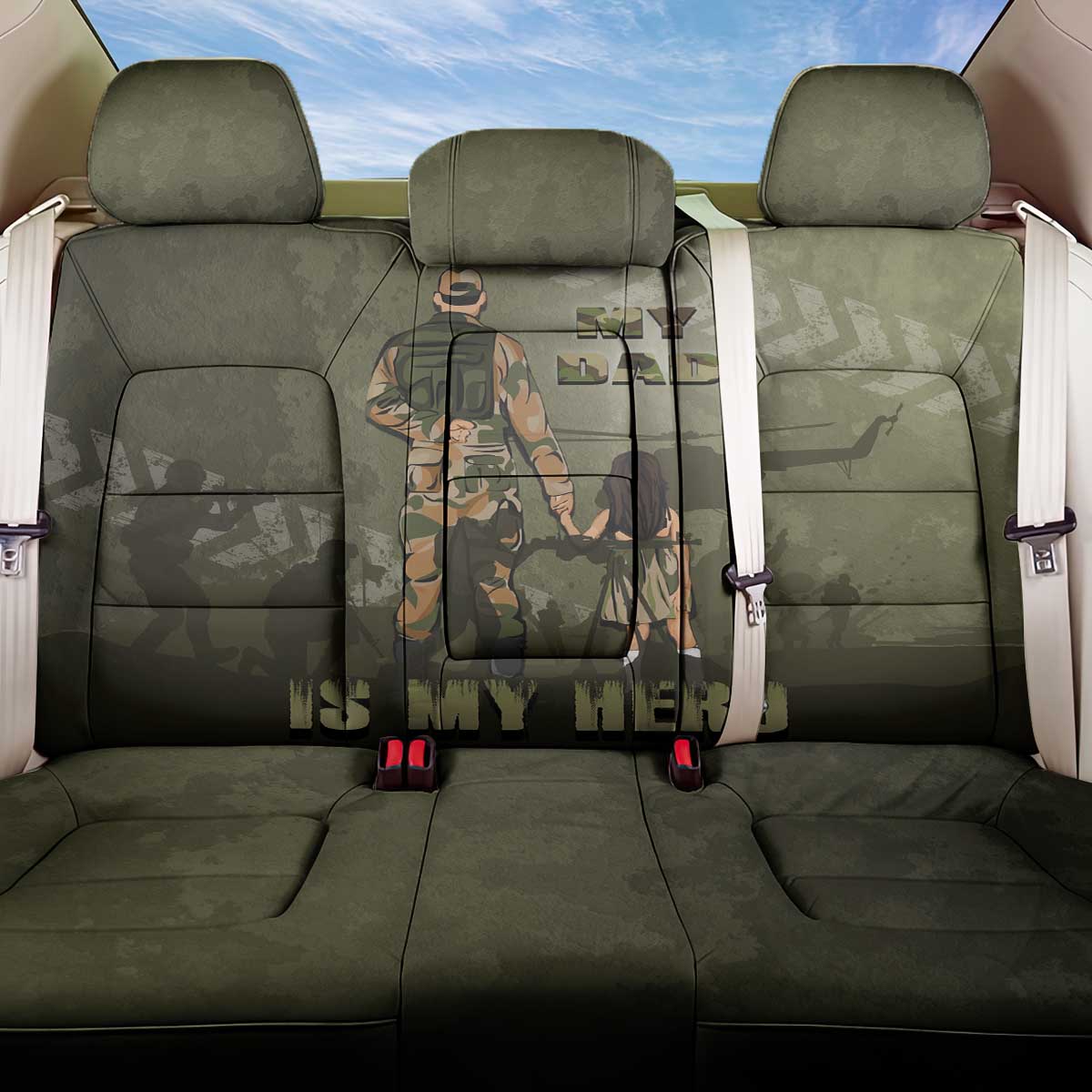 Military Fathers Day Back Car Seat Cover My Dad Is My Hero