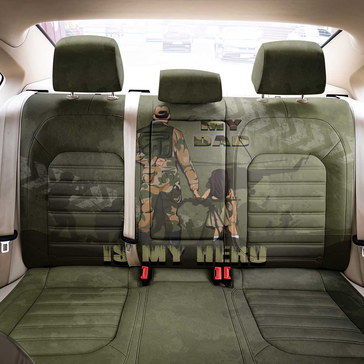 Military Fathers Day Back Car Seat Cover My Dad Is My Hero