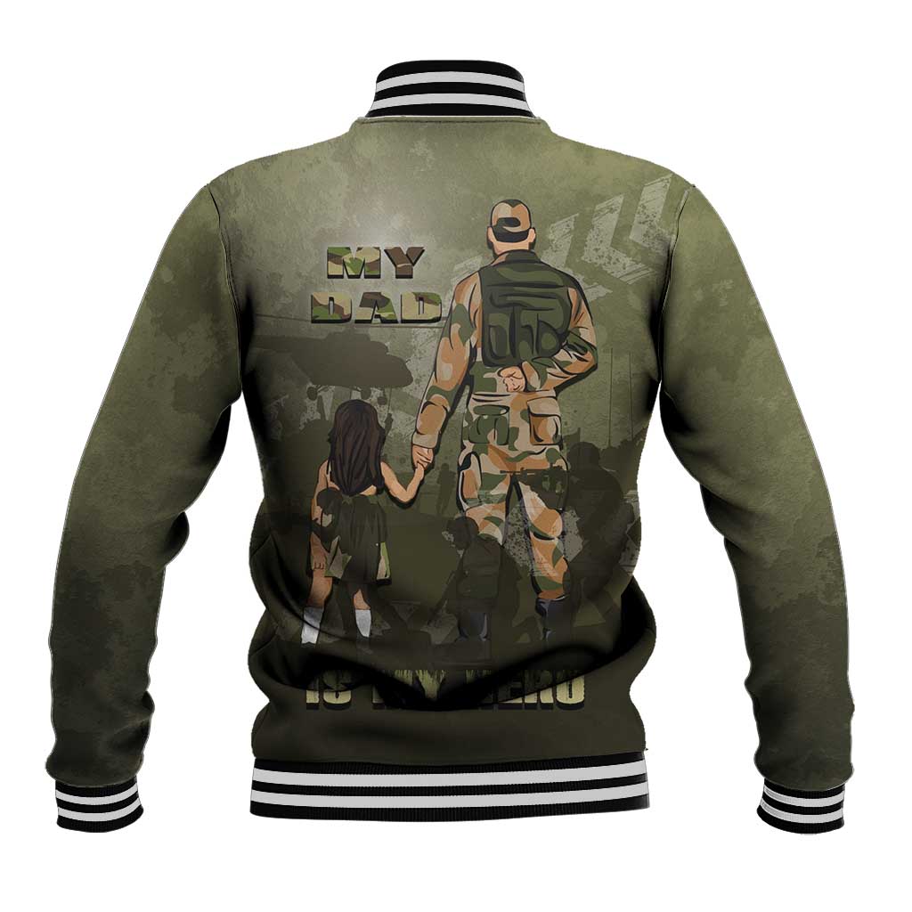 Military Fathers Day Baseball Jacket My Dad Is My Hero