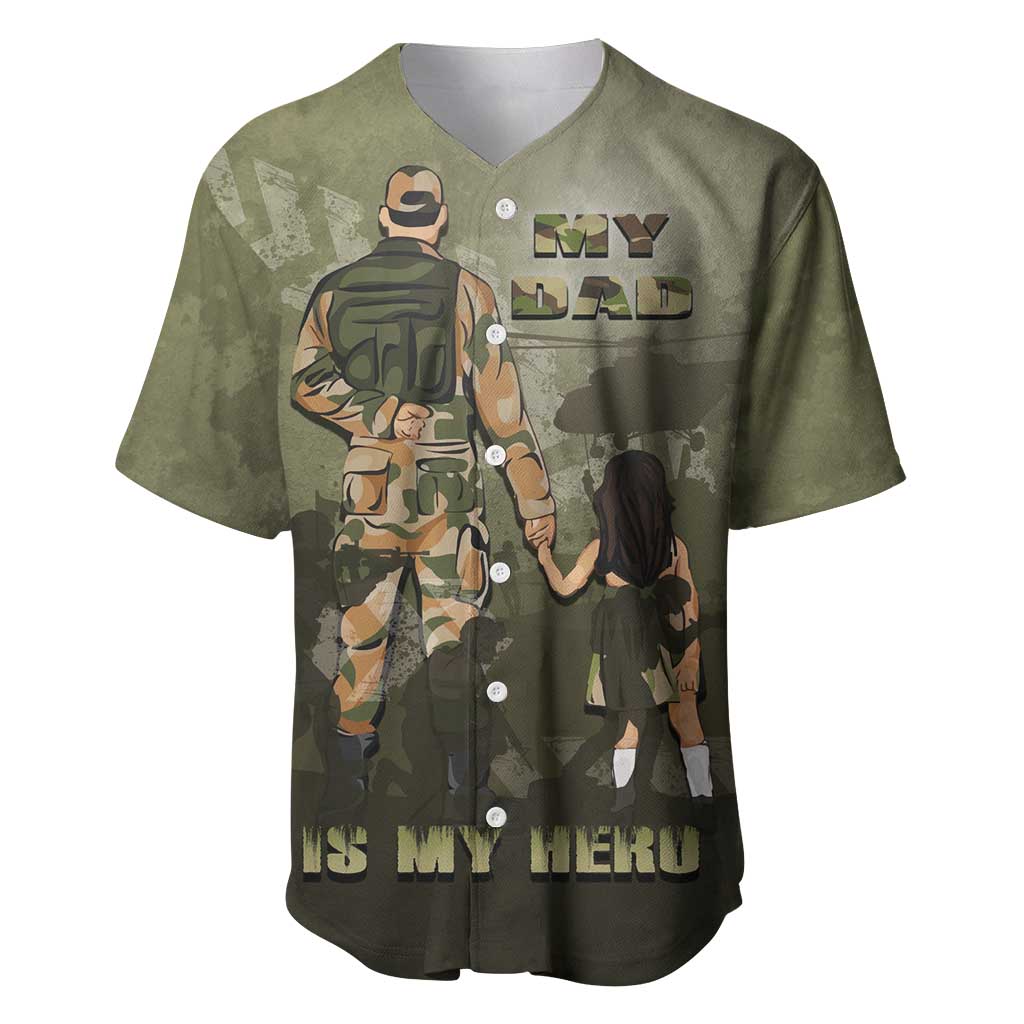 Military Fathers Day Baseball Jersey My Dad Is My Hero