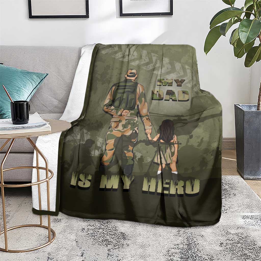 Military Fathers Day Blanket My Dad Is My Hero