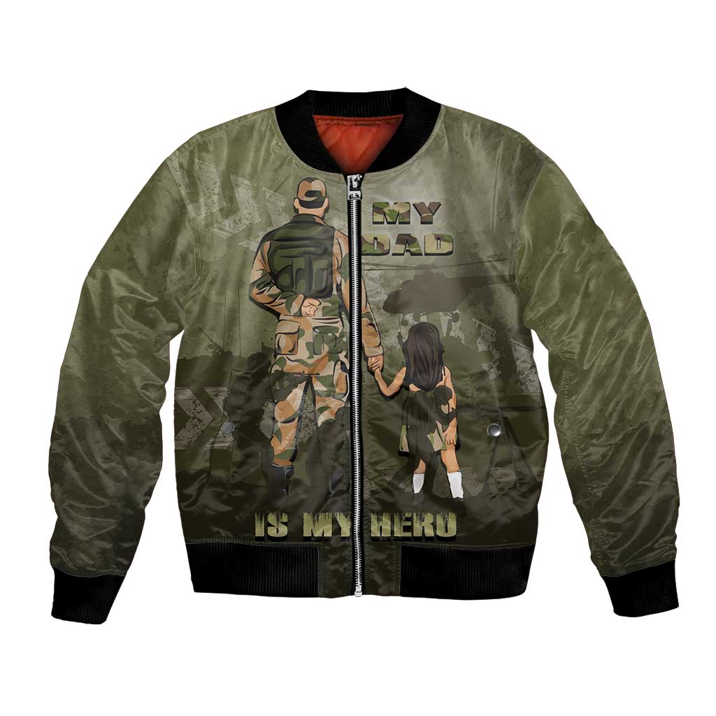 Military Fathers Day Bomber Jacket My Dad Is My Hero