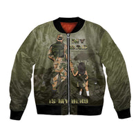 Military Fathers Day Bomber Jacket My Dad Is My Hero