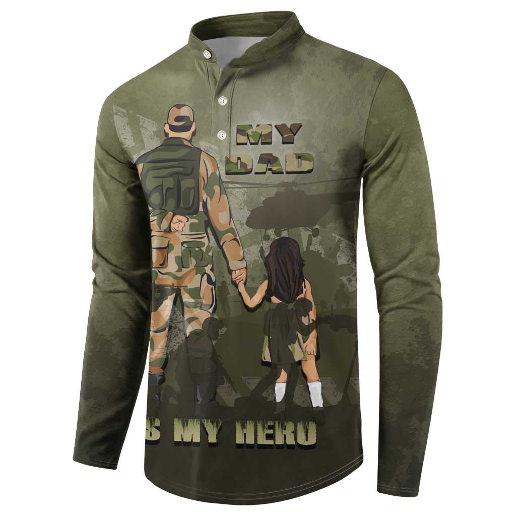 Military Fathers Day Button Sweatshirt My Dad Is My Hero
