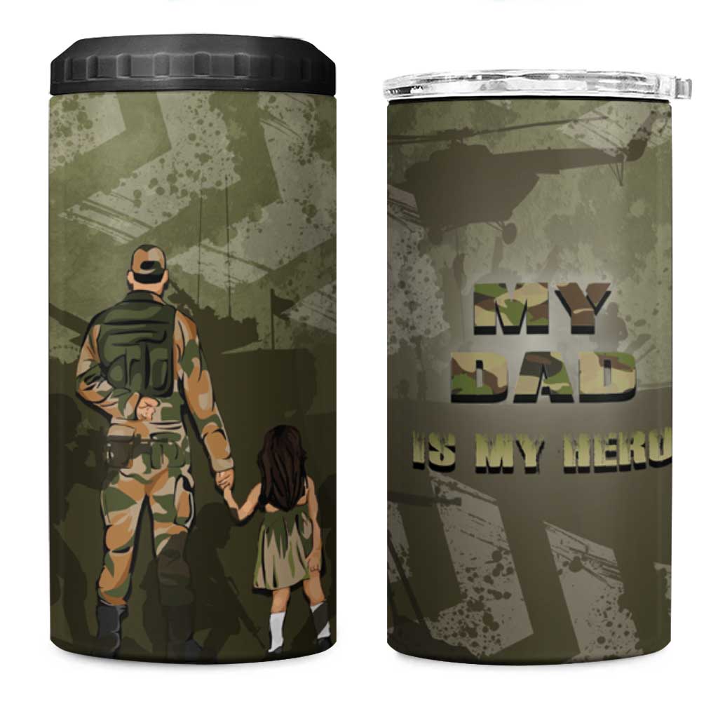 Military Fathers Day 4 in 1 Can Cooler Tumbler My Dad Is My Hero