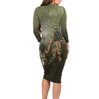 Military Fathers Day Family Matching Long Sleeve Bodycon Dress and Hawaiian Shirt My Dad Is My Hero