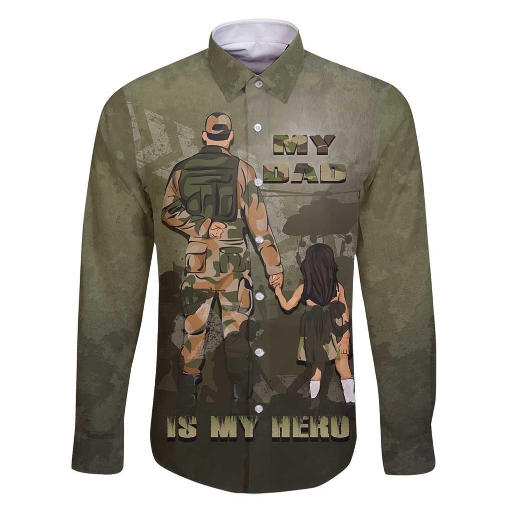 Military Fathers Day Family Matching Puletasi and Hawaiian Shirt My Dad Is My Hero