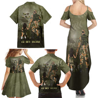 Military Fathers Day Family Matching Summer Maxi Dress and Hawaiian Shirt My Dad Is My Hero