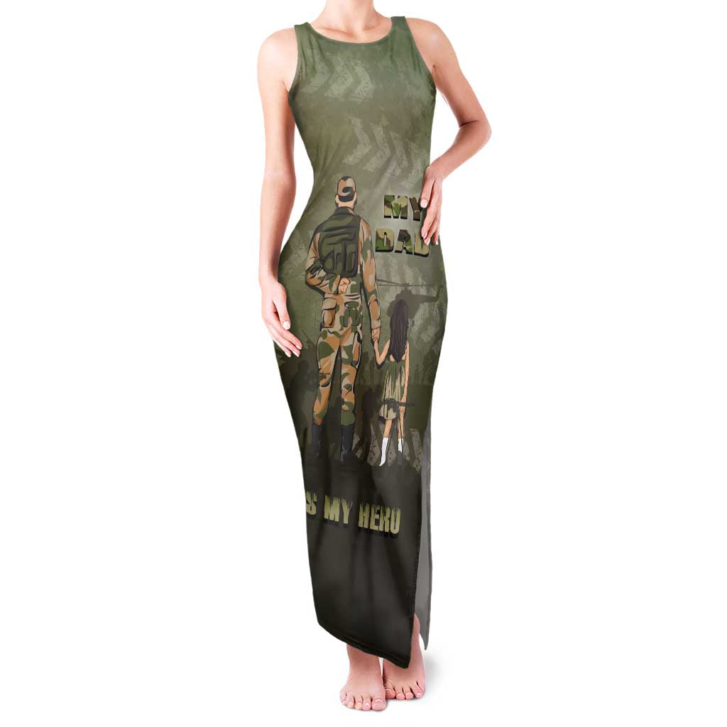 Military Fathers Day Family Matching Tank Maxi Dress and Hawaiian Shirt My Dad Is My Hero